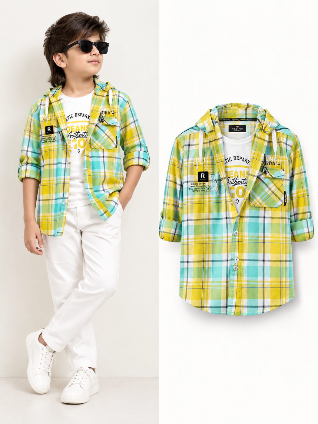 KID'S CHECKERED HOODED SHIRT