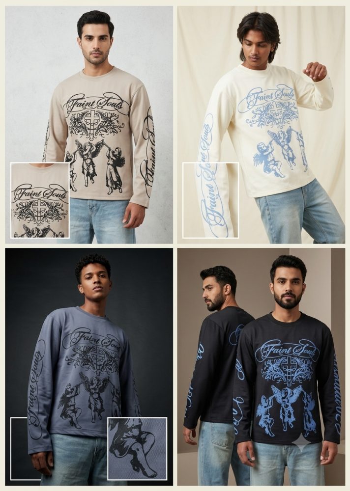 waffle  boxy fit full sleeve t-shirt